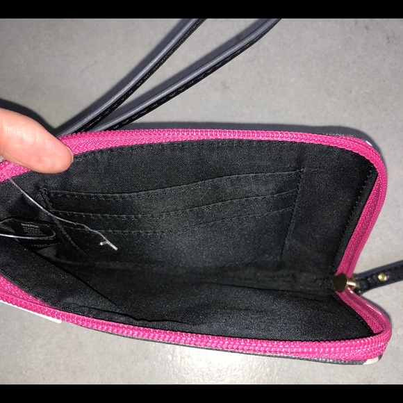 Fossil Eliza Wristlet Wallet Pink Dots New - Picture 4 of 4